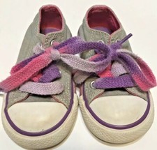 Converse All Star Infant Girls Double Tongue Butterfly Shoes Gray Pink Purple 5
