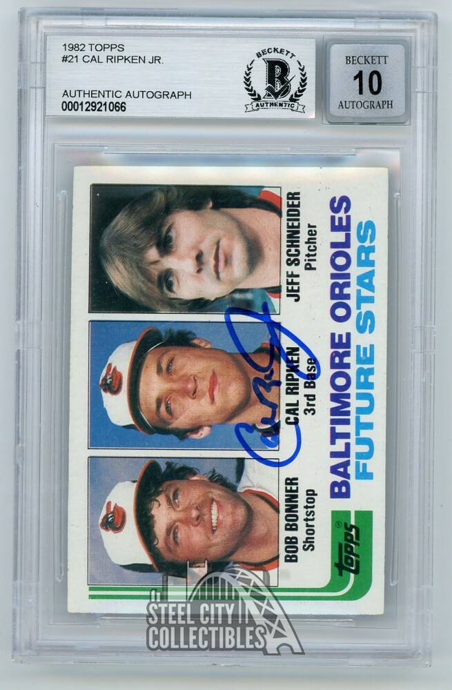 Cal Ripken Jr 1982 Topps Autographed Card #21 - BAS 10