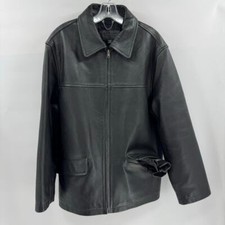 VTG J. Crew Leather Jacket Mens Sz M Black Full Zip Gloves Diamond Lined Heavy