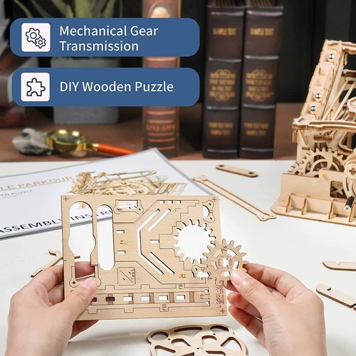 ROBOTIME 3D Wooden Puzzle Marble Run Mechanical Model Kits DIY Gift for Teens - Picture 6 of 12