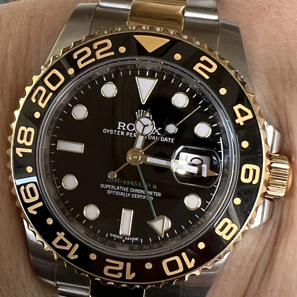 Rolex 40mm GMT Master II 116713 18k Yellow Gold/Stainless Steel | eBay
