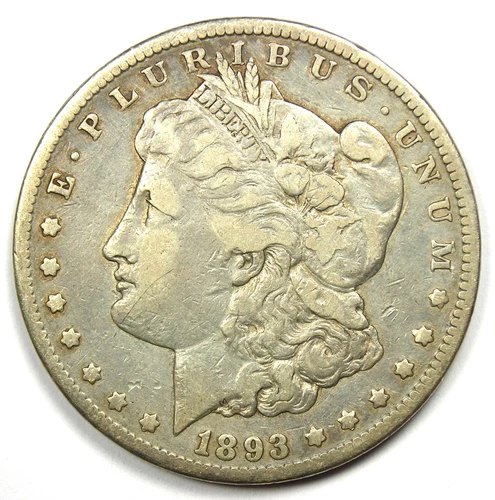 1893-CC Morgan Silver Dollar $1 - Rare Carson City Coin - VF Details