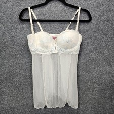 NEW Y2K Victoria's Secret Babydoll Bustier Size 36C Cream Lace Fairy Coquette