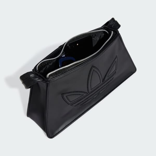 ★adidas★ Trefoil shoulder bag black IY4057 Adidas Polyurethane Outline Trefoil Shoulder Bag Womens