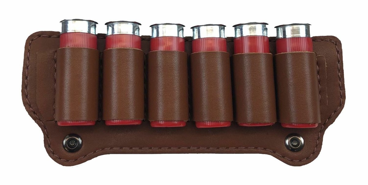 Genuine Leather SHOTGUN SHELL AMMO BELT SLIDE POUCH Fits 12 Gauge