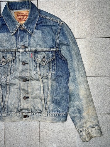 Vintage Big E Levi’s Type 3 71557-0206 Blue Trucker Denim Jacket Distressed - Picture 5 of 14