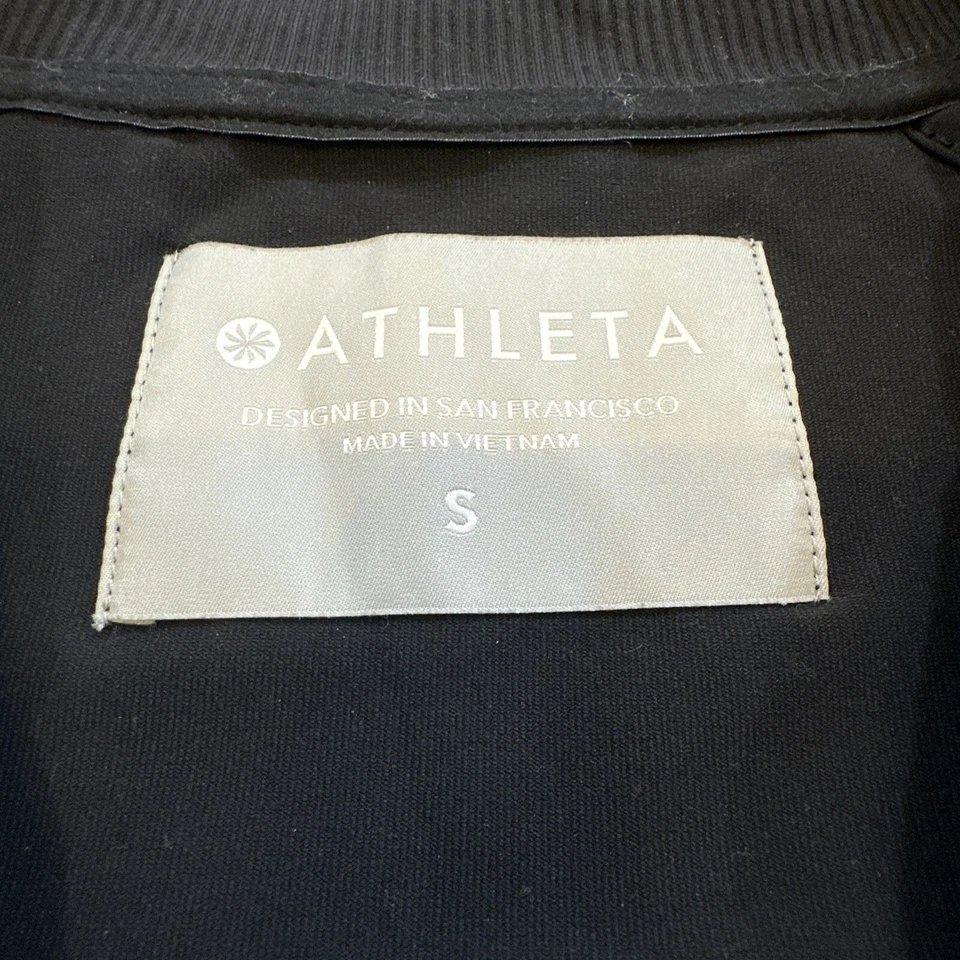 Chaqueta de pista Athleta Circa negra blanca a rayas cremallera completa para mujer talla pequeña Foto 4 de 4