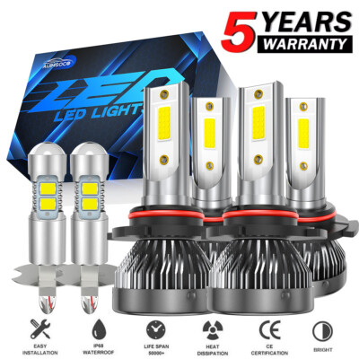 For GMC Sierra 1500 2500 3500 1998-2000 Combo LED Headlight&Fog Lights Bulbs Kit