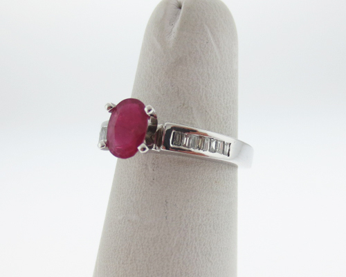 Estate Natural Ruby Diamonds Solid 14k White Gold… - image 5
