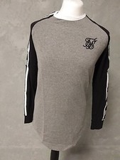 Image of SikSilk Mens Grey Taped Long Sleeved Tee Medium
