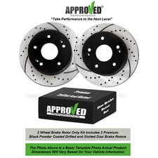 Rear Set Premium Drilled and Slotted Disc Brake Rotors Pair (Rotors Only Set)