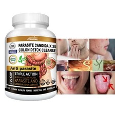 Potent Candida Cleanse Yeast support & Detox With Natural Herbs - 100 Capsules