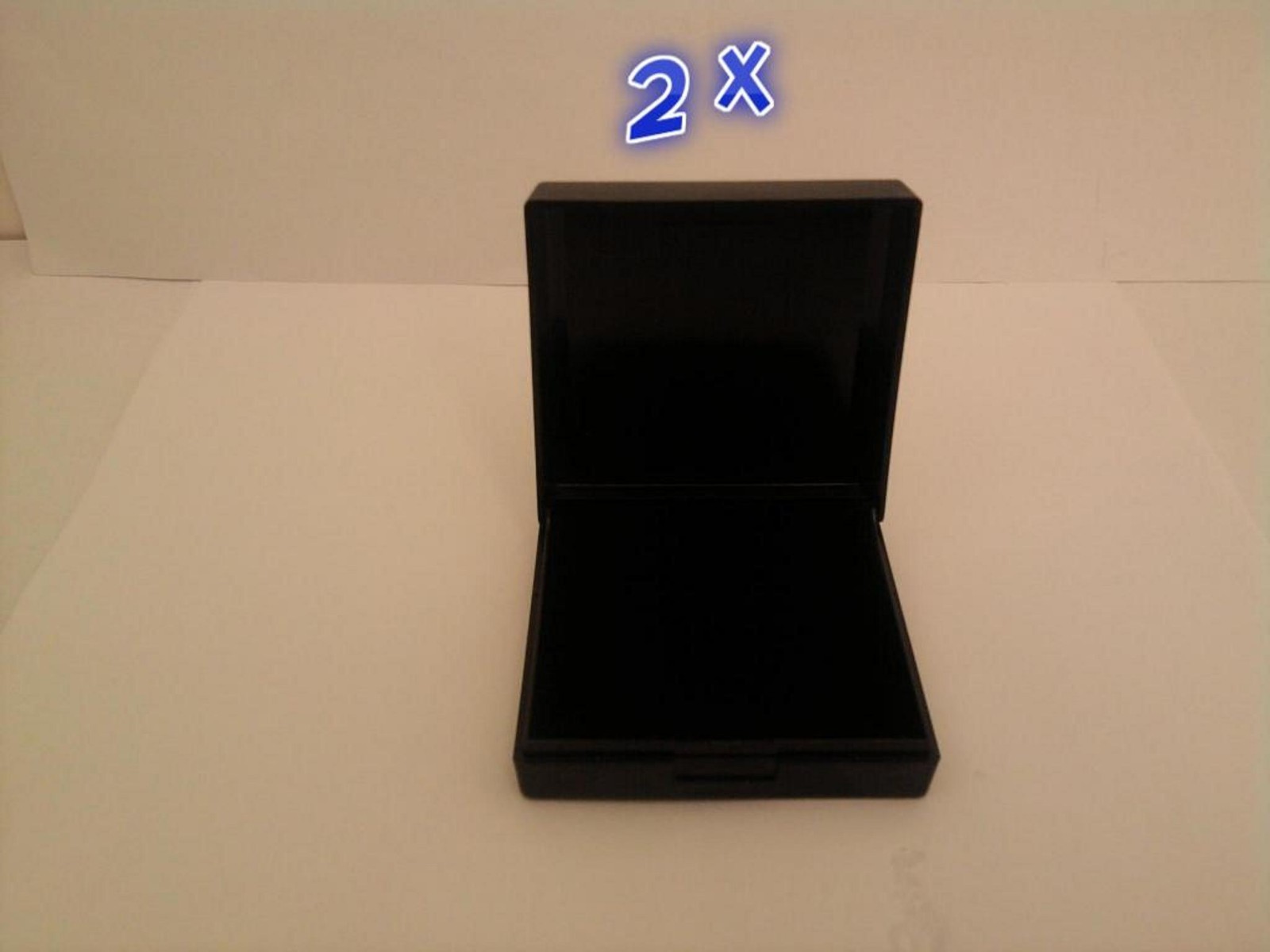 2 x Caja de joyería negra con inserto de espuma con bisagras Pendientes Collares Colgantes Broches