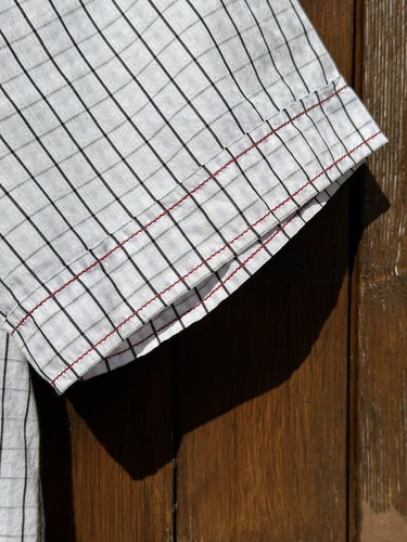 MATINIQUE Cotton Mix Short Sleeve Shirt Red Embroidery White Check Western L - Picture 9 of 18