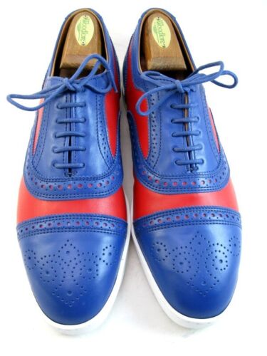 NEW Allen Edmonds "STRAND" Cap-Toe Oxford Sneakers 9 D Blue/Red SAMPLE (367N)