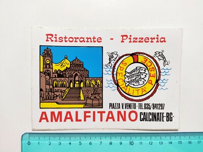 AMALFI CALCINED BERGAMO RESTAURANT STICKER STICKER 80s ORIGINAL