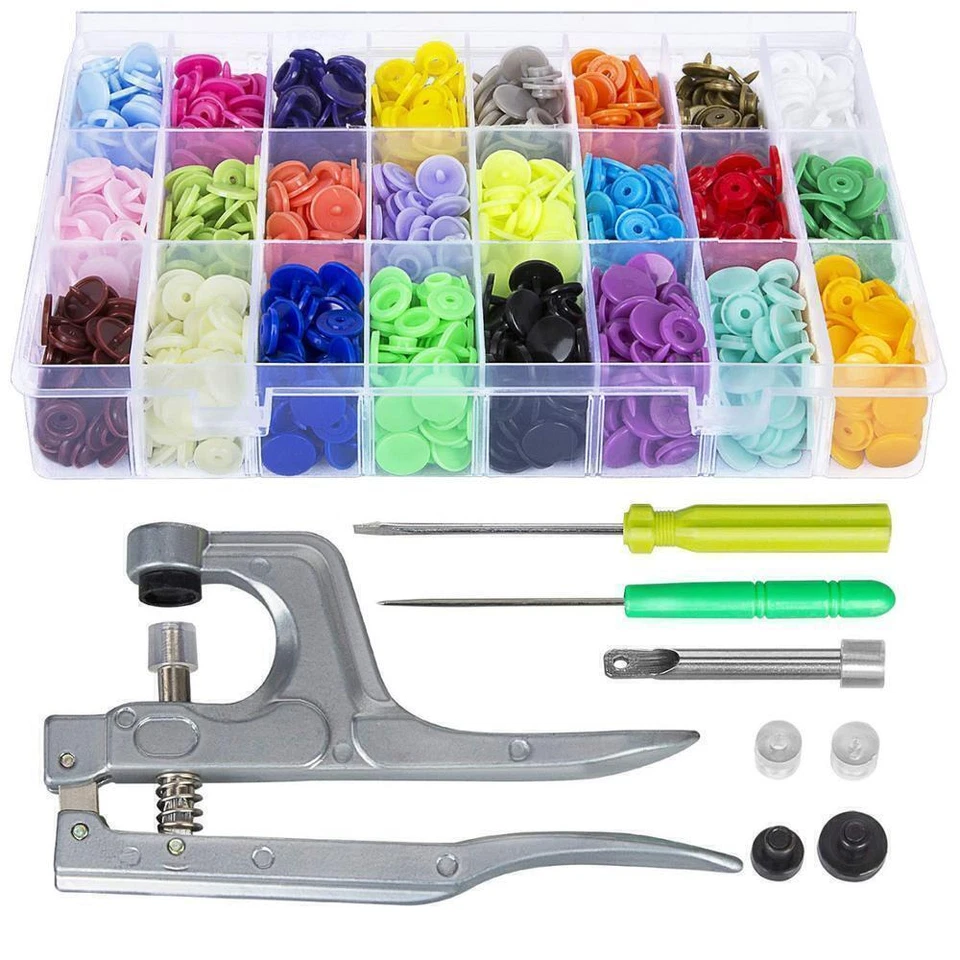 150/360 set Sewing Fasteners Button T5 Plastic Snaps Poppers DIY Plier Tool Kit - Image 2 of 4
