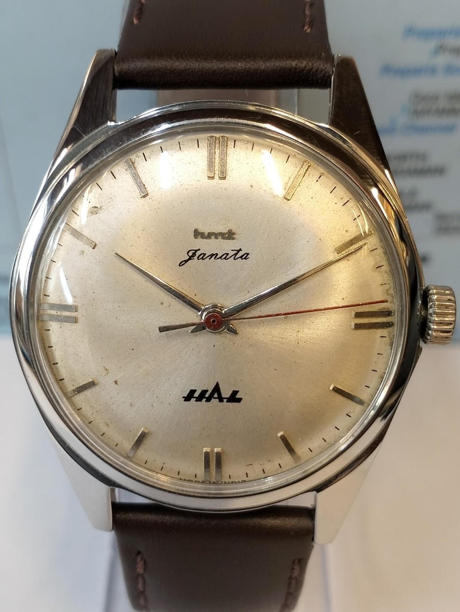 HMT JANATA 17 JEWELS WINDING WHITE DIAL 0398 INDIA MEN'S FULL WORKING  VINTAGE
