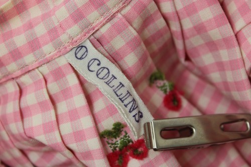 Vintage 50s Full Circle Skirt Top Set Cherry Check Pink Swing by Jo Collins XXS - Picture 13 of 24