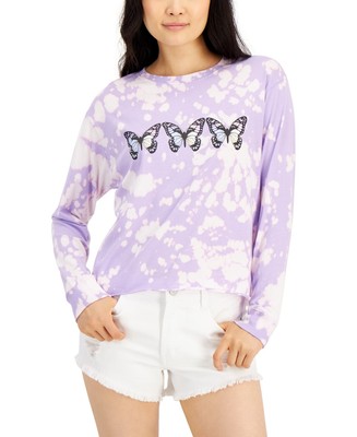 MSRP $29 Self Esteem Tie-Dyed Butterfly Cropped Graphic Top Purple Size Small