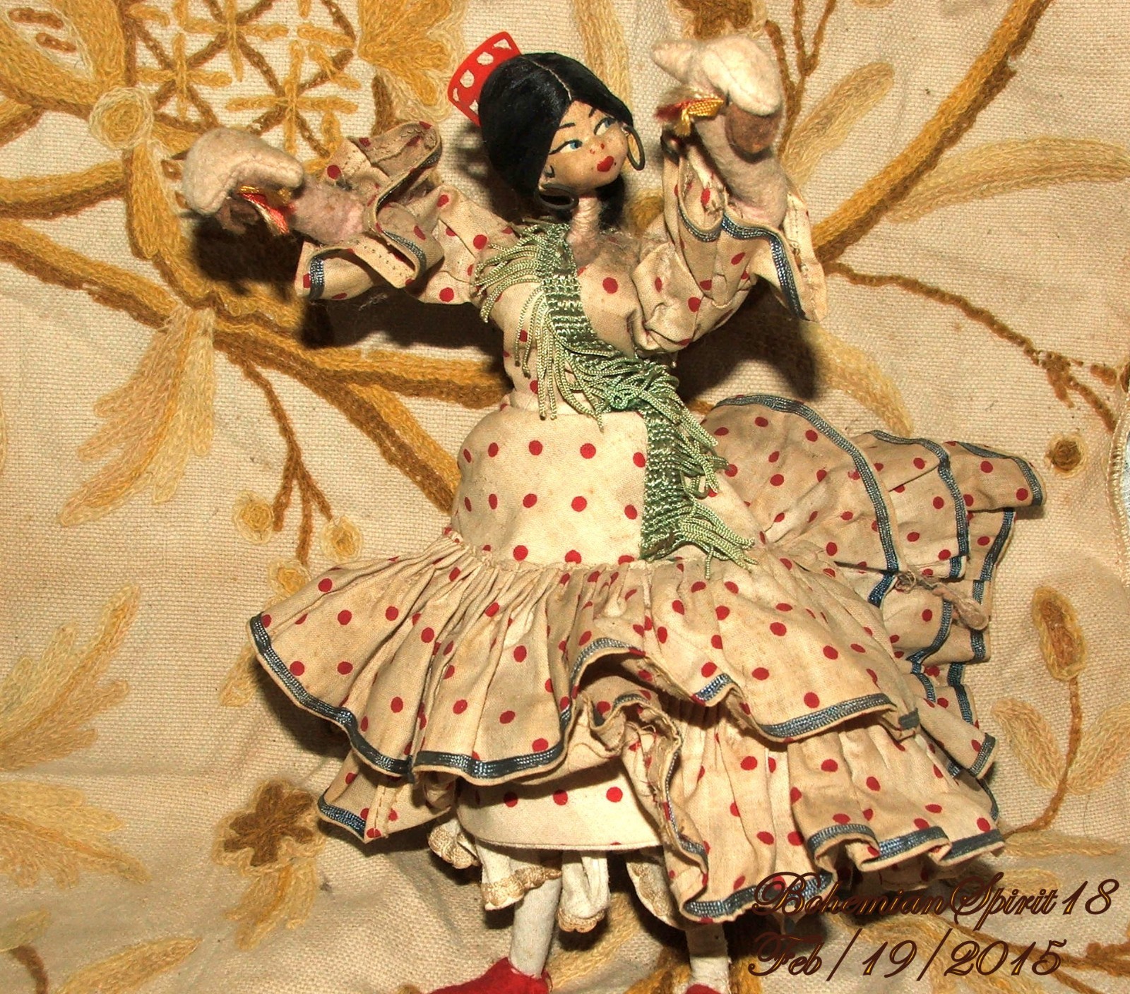 Bailarina Española Flamenco Tipo Vintage klumpy estatuilla Paño Muñeco Coleccionable Bailarina Española Flamenco Tipo Vintage klumpy estatuilla Paño Muñeco Coleccionable