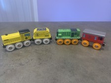 Orbrium Train Set Wooden Cars 2 Engines And 2 Cars