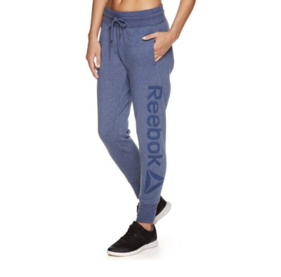 Reebok Women's Cuffed Fleece Jogger Oversized Elite Cozy Blue Heather Size XXL