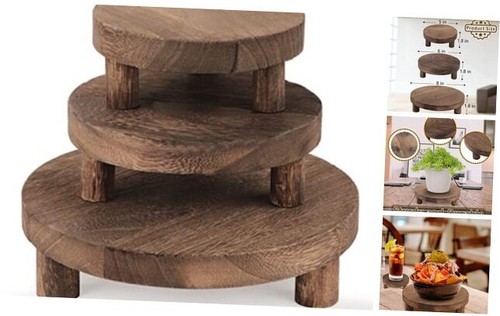 3PCS Wooden Display Riser for Display,Round Display Stand,Wood Rustic ...