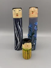 Spring Family Bud Vases, Set of 3, Resin, Bohemian, Retro