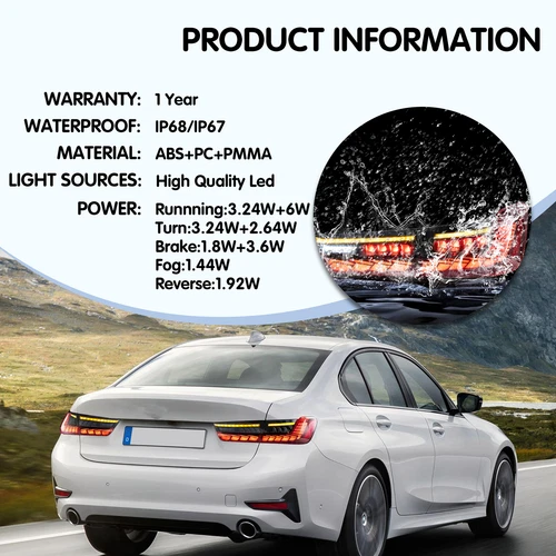 VLAND Smoke LED Rückleuchten für 19-22 BMW 3er G20 G28 G80 M3 Sequential - Bild 3 von 10