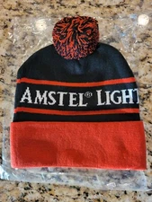 NEW Amstel Light Beer Beanie Hat Stocking Cap black & red unisex FREE SHIPPING