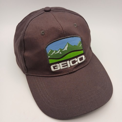 Geico Hat Advertising Cap Strap Back Gray White Script Mountain Patch Logo CMA - 第 16/24 張圖片
