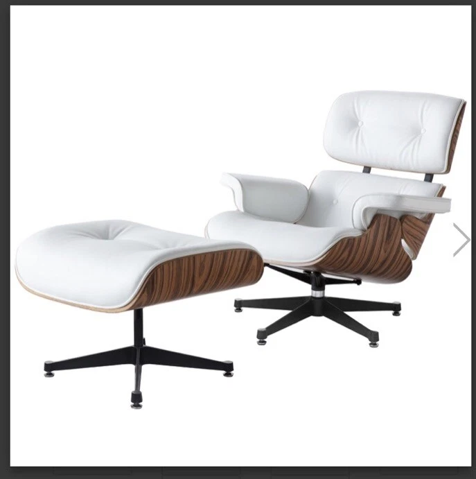 White Armchair With Ottoman Walnut