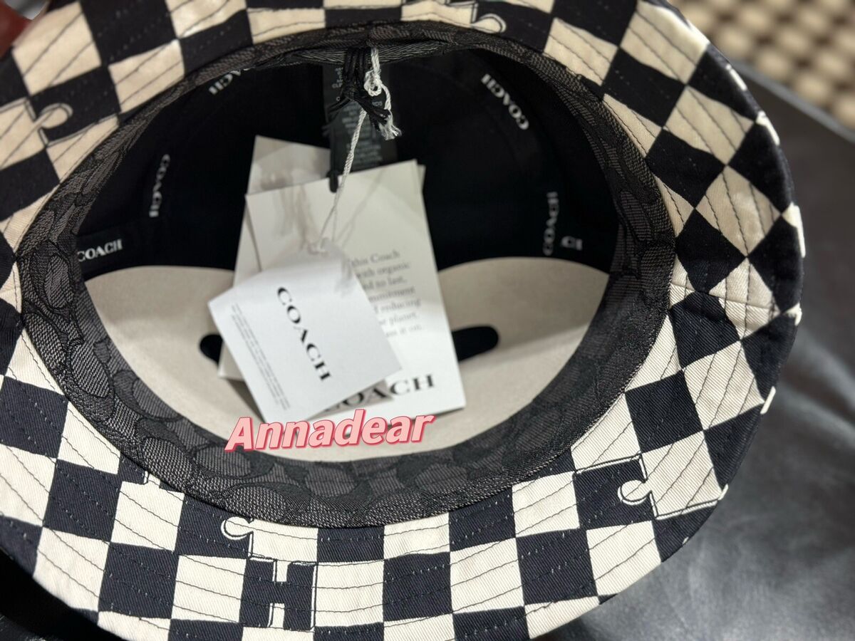 NWT Coach Checkerboard Print Bucket Hat Size: M/L Black NWT Coach Checkerboard Print Bucket Hat Size: M/L Black