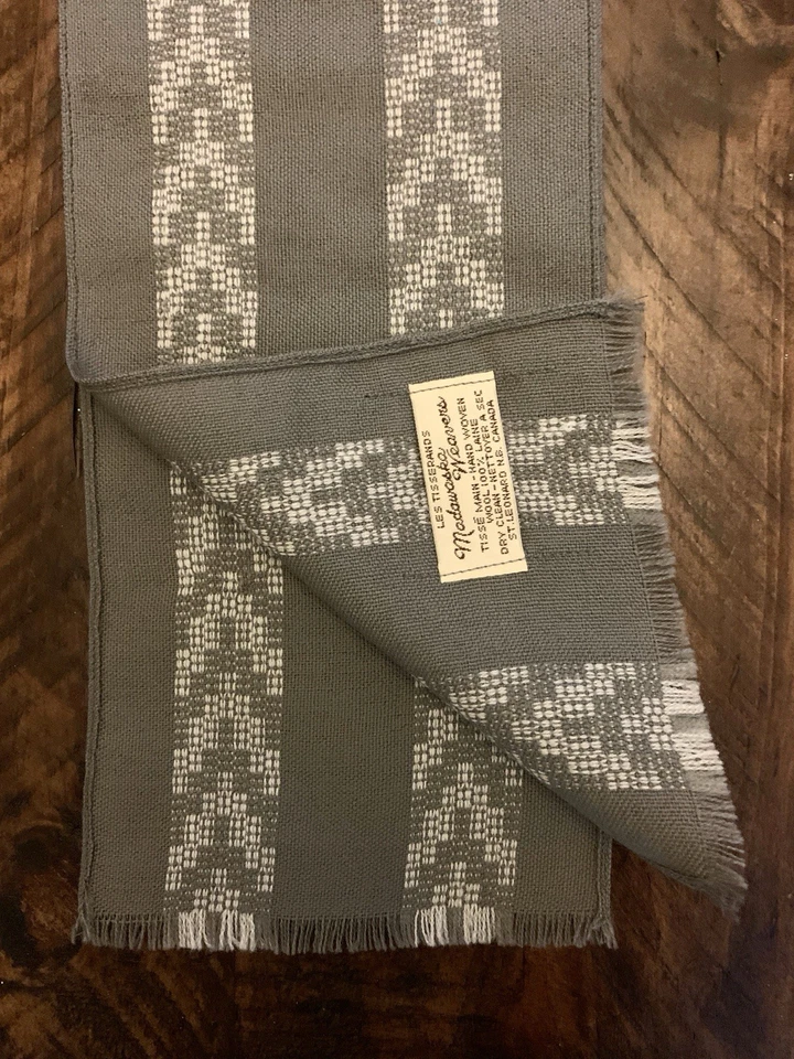 Madawaska Weavers Hombres Bufanda 100% Lana Bufanda Hecha en Canadá Tejido a Mano Gris Foto 3 de 4