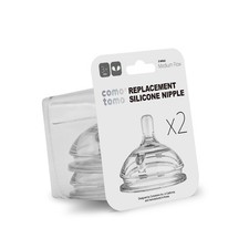 Comotomo Silicone Replacement Nipple, Fast Flow, 1 Count Pack of 2 , Clear