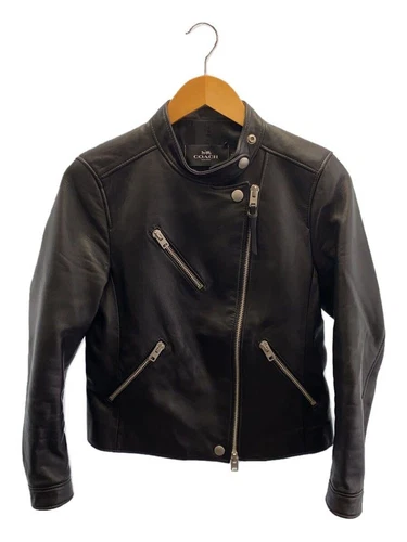 GIACCA COACH RIDERS DOPPIA S PELLE DI PECORA Nera F33830 Usata