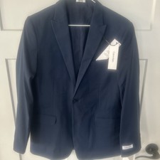 Calvin Klein 2 Button Notched Lapel Slim Fit Blazer Jacket Brilliant Blue Sz 18