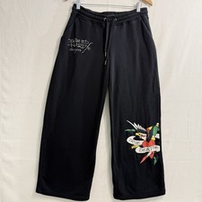 Ed Hardy Tattoo print Flare Fleece sweatpants Track Joggers Womens Medium