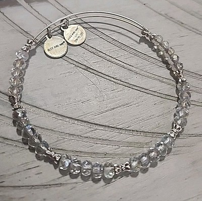 Alex And Ani Celeste Bangle Bracelet Swarovski Crystal Rafaelian Silver EUC
