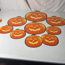 AMSCAN Pumpkin Jack-o-lantern Die Cut Decoration Lot Of 9