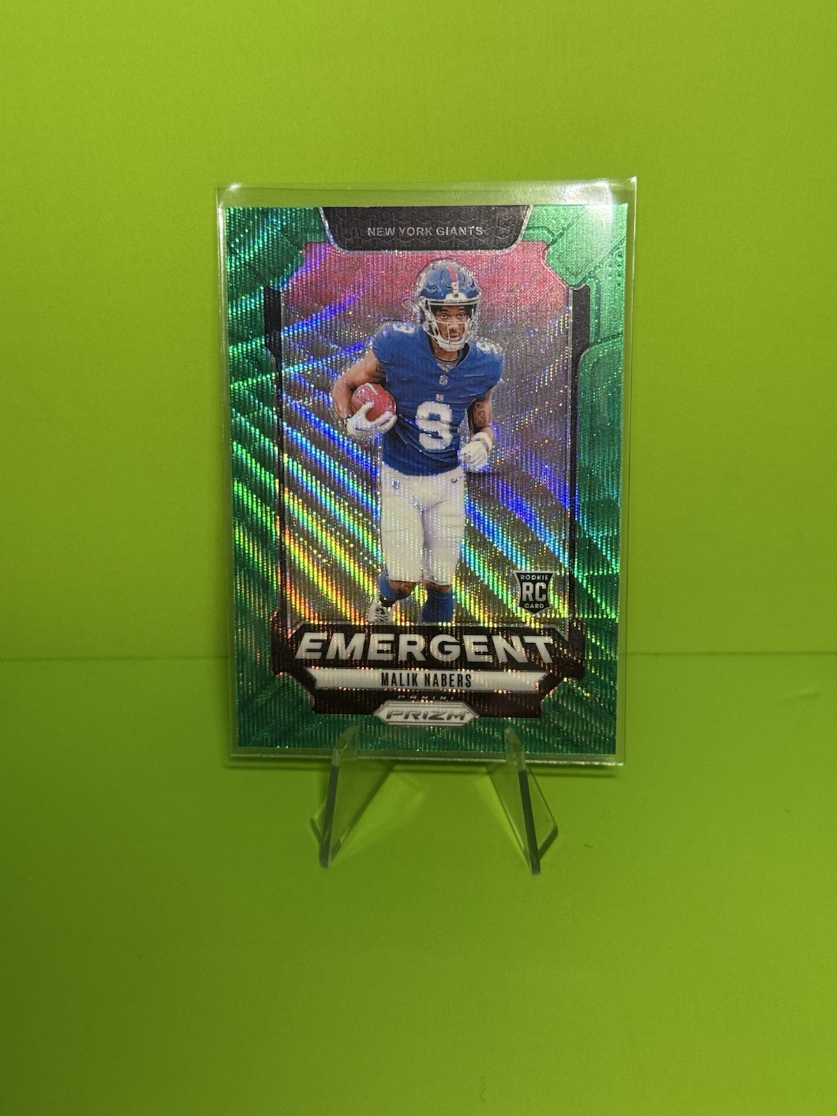 2024 Panini Prizm - Emergent Malik Nabers #6 Green Wave Prizm (RC)