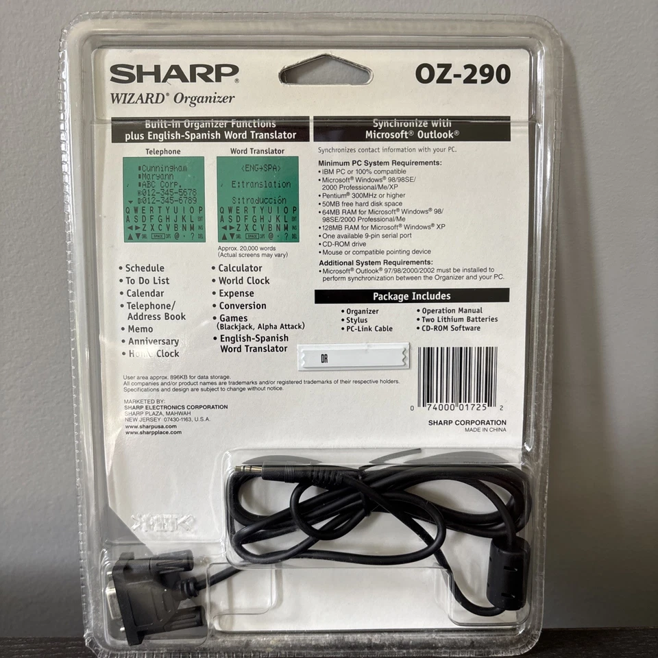 Sharp Wizard Organizer OZ-290 5-Line Touch Screen Back Lit Display 1 MB Memory - Image 2 of 4