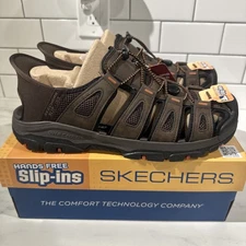 Skechers Men's Slip ins RF Tresmen Norvick Sandals Brown Size 8.5 New In Box
