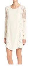 ASTR the Label Dress Cream Ivory Shift Mini Crochet Keyhole Lined-Cream XS