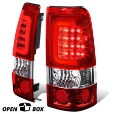Open-boxchrome Red 3d Led Bar Tail Lights Lhrh For 99-03 Silverado Sierra