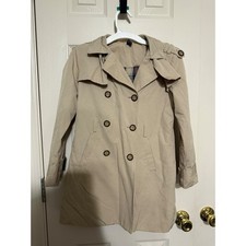 Zara Kids Tan Beige Double Breasted Trench Coat Plaid Lining Size 7-8 128cm