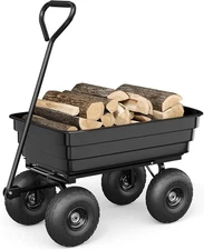 600LB Garden Utility Cart - All-Terrain Dump Wagon with Puncture-Proof Tires