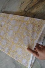NO TARRIF CHARGES 100 Hand Block 100 Cotton Fabric Beige White 3 Yard Zki-2