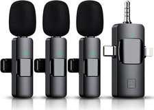 3 in 1 Wireless Lavalier Microphone for iPhone, iPad, Android, 12-Hour Battery